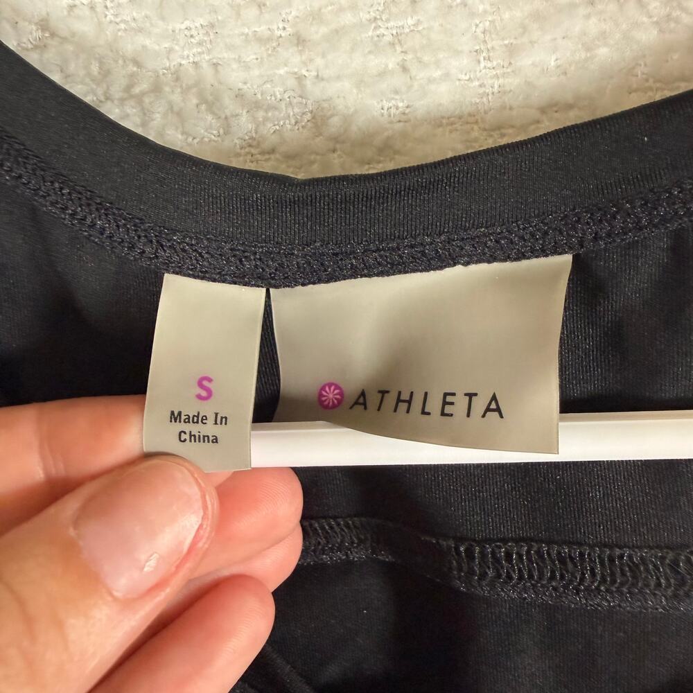 Athleta black side scrunch scoop neck black tank size small - Picture 2 of 7
